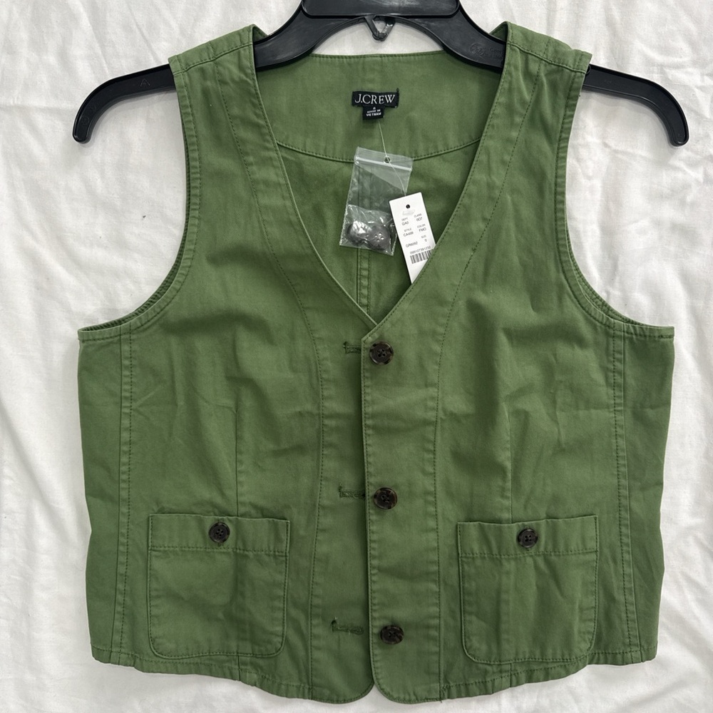 J.Crew patch-pocket chino vest in olive green